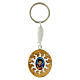 Carlo Acutis keychain white rays olive wood medal, 3x3 cm s1