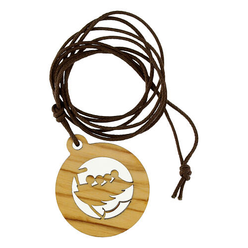Collana logo ufficiale Giubileo 2025 ulivo laccio marrone 3x3 cm 4