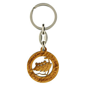 Olive wood keychain with official Jubilee 2025 logo, diam. 3 cm