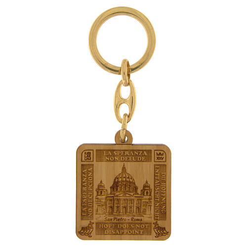 Schlüsselanhänger Jubiläum Olivenholz San Pietro 4x4 Klarissenkloster Albano Laziale 1