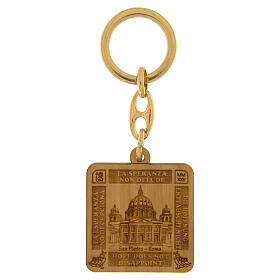 Jubilee 2025 key ring with St. Peter's Basilica, olivewood, 1.6x1.6 in, Monastery of the Poor Clare Nuns of Albano Laziale