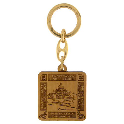 Olive Wood Jubilee Keychain Rome 4x4 Clarisse Monastery Albano Laziale 1