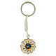 Carlo Acutis' key ring, sun on white background, olivewood medal s1