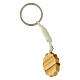 Carlo Acutis' key ring, sun on white background, olivewood medal s2