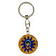 Portachiavi Carlo Acutis medaglia ulivo 3 cm raggi blu s1