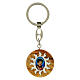 Key ring of Carlo Acutis, olivewood medal of 1.4 in, white rays s1