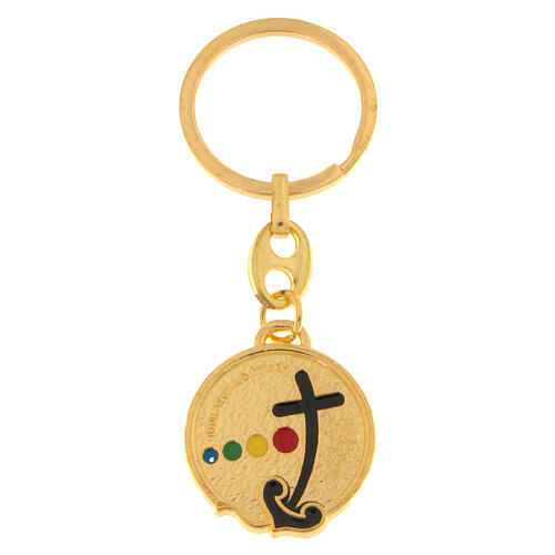 Portachiavi metallo dorato Giubileo croce ancora 3 cm Endless 1