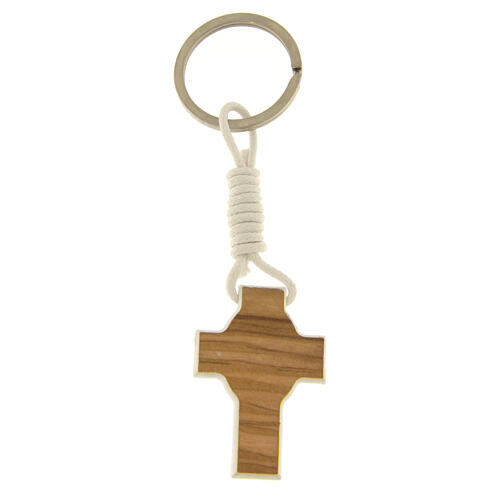 Key ring with cross, white edges, Carlo Acutis' image 2