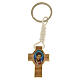 Key ring with cross, white edges, Carlo Acutis' image s1