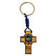 Key ring with cross, blue edges, image of Carlo Acutis s1