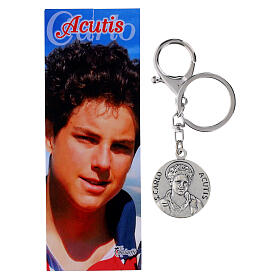 Porte-clés avec mousqueton médaille Carlo Acutis
