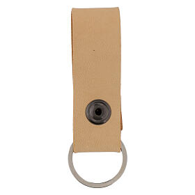 Portachiavi Prima Comunione h 8 cm cuoio uva spiga pirografata