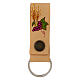 First Communion Keychain 8 cm Leather Grape Vine Pyrographed s1