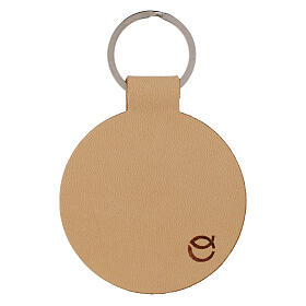 Porte-clés rond en cuir traces de pas diam. 5 cm