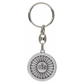 Portachiavi circolare Carlo Acutis argentato 30 mm zama