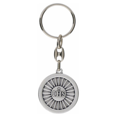 Chaveiro circular Carlo Acutis prateado 30 mm zamak 2