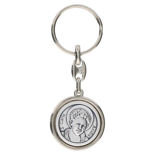Llavero plateado Carlo Acutis 30 mm zama 1