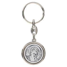 Porte-clés argenté Carlo Acutis 30 mm en zamak