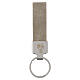 Porte-clé Saint Christophe tissu beige métal gravé s3