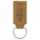 Rectangular stitched cork key ring with St. Francis of Assisi s2