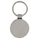 Padre Pio round metal key ring with wood-effect background s3