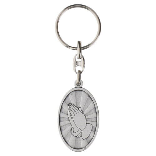 Keychain St. Francis of Assisi 4.5 cm, colored silver Zamak 2