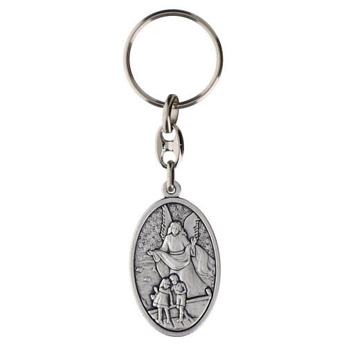 Coloured zamak keyring with Saint Michael the Archangel, 1.8 in 2