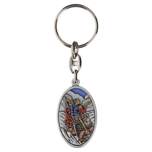 Porte-clés religieux Saint Michel Archange 4,5 cm en zamak coloré 1