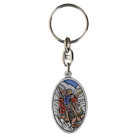 Catholic Keychain of St. Michael the Archangel in Colored Zamak, 4.5 cm