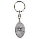 Chaveiro medalha oval Sagrada Família e Espírito Santo em zamak prateado 4,5 cm s2