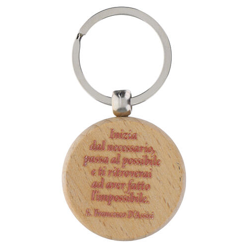 Porte-clés Saint François d'Assise bois naturel 4x3,6 cm 2