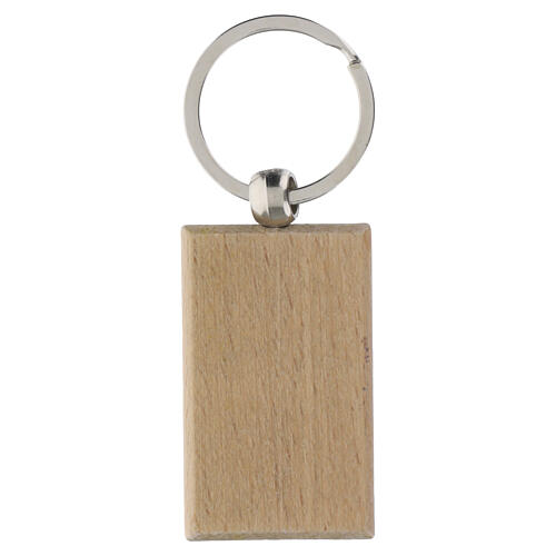 Portachiavi rettangolare San Francesco in legno 5x3 cm 2