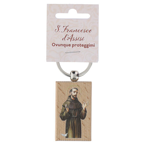 Brelok święty Franciszek, drewno naturalne, 5×3 cm 3