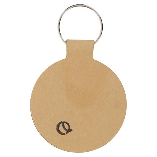 Porte-clés Saint François d'Assise Laudato Sii cuir dizaine diam. 6 cm 2