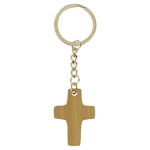 Key ring with Monastery of Poor Clares cross and loaves and fishes, olivewood 3