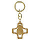 Poor Clares Monastery Olive Wood Keychain with Pierced Cross and Holy Family s3