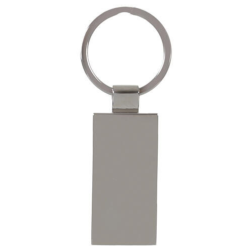 Portachiavi Papa Leone XIV metallo e legno 8x2 cm 3
