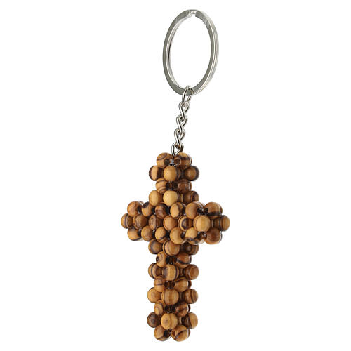 Portachiavi croce legno d'olivo Terrasanta 10,5x5 cm 2