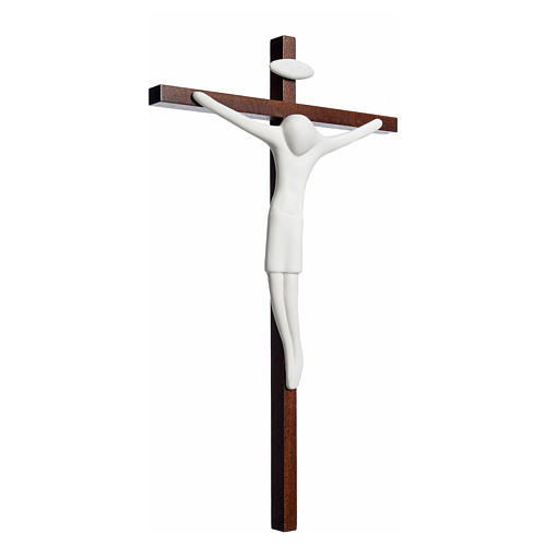 Wooden Cross with White Porcelain Corpus 13 inc, Pinton 3