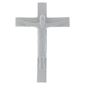 Bas-relief Pinton porcelaine blanche crucifix tunique 25x17 cm