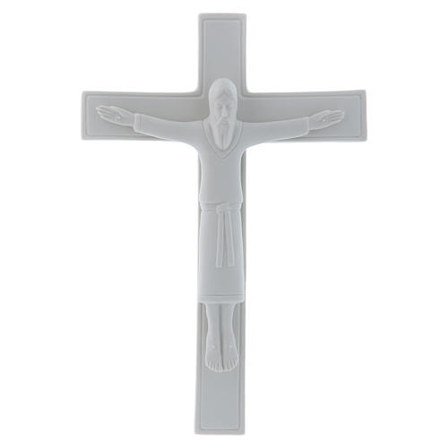 Płaskorzeźba Krucyfiks Chrystus w tunice porcelana biała Pinton 25x17 cm 1
