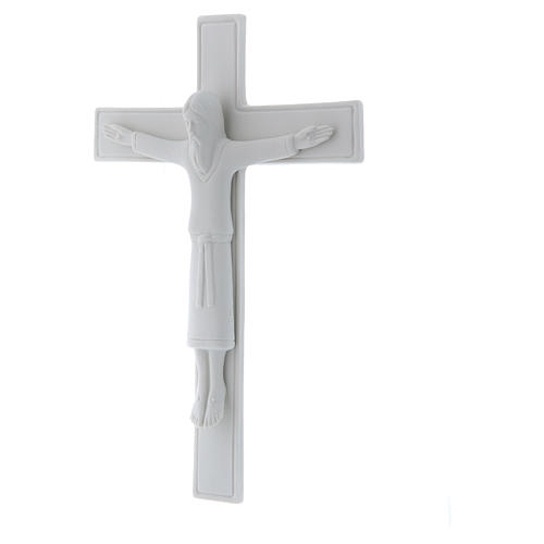 Baixo-relevo Pinton porcelana branca crucifixo túnica 25x17 cm 2