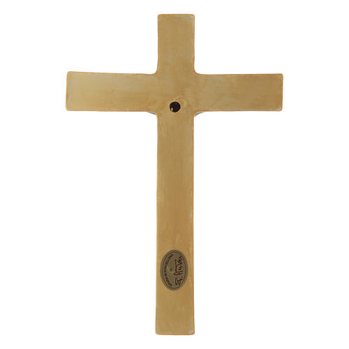 Bas-relief porcelaine Pinton crucifix tunique verte croix dorée 25x17 cm 3