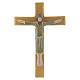 Pinton bas-relief crucifix with Jesus Christ dressed in green tunic on golden cross 25X17 cm s1