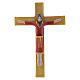 Pinton bas-relief crucifix with Jesus Christ dressed in red tunic and golden cross 25X17 cm s1