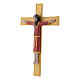 Pinton bas-relief crucifix with Jesus Christ dressed in red tunic and golden cross 25X17 cm s2