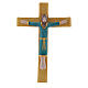 Pinton bas-relief in porcelain Jesus Christ on golden cross dressed with a light blue tunic 25X17 cm s1