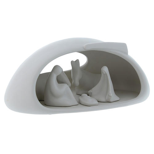 Pinton Holy Family sculpture with cave in white porcelain 17X37X22 cm input   3