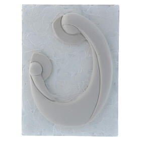 Flachrelief aus weißem Porzellan Madonna mit Kind auf weißem Panel von Pinton 17X13 cm