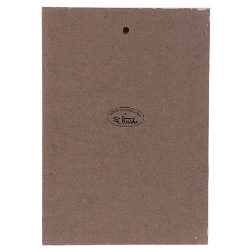 Flachrelief Madonna mit Kind aus Porzellan auf rosa Panel Pinton 27X19 cm 3